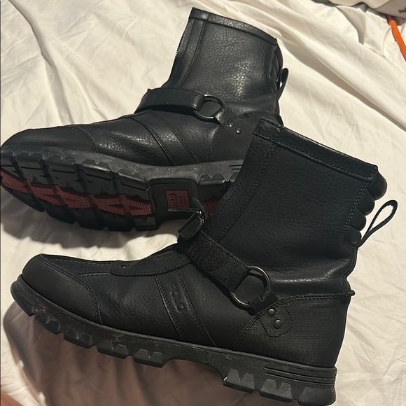 Polo by Ralph Lauren Black Leather Ankle Boots - Picture 1 of 11